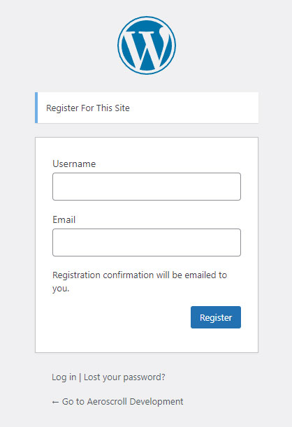 Wordpress Register Page